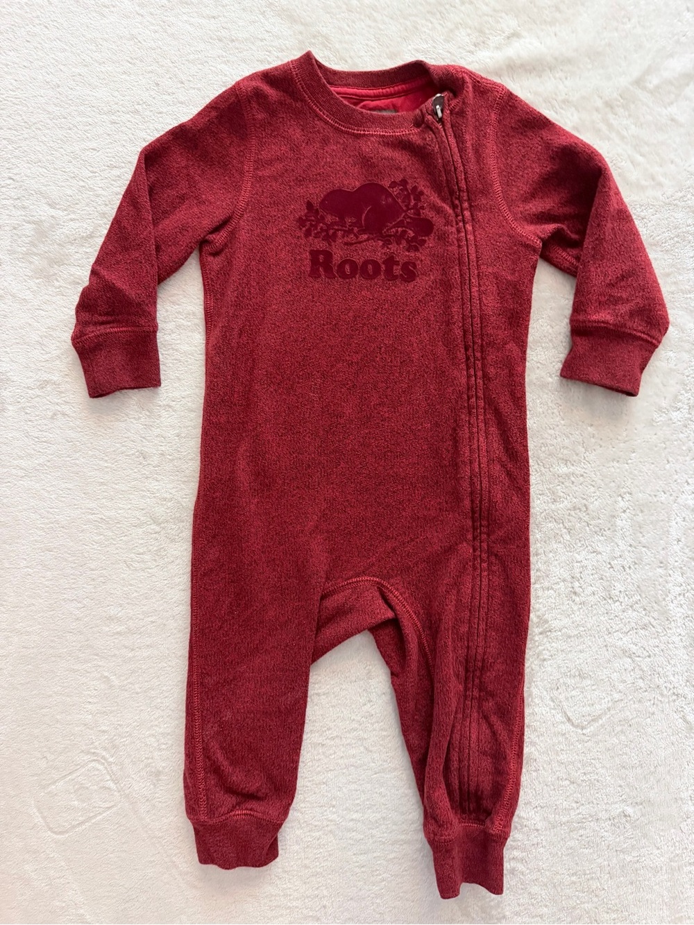 Roots Baby Cozy Rare Cranberry Red Romper Sleeper 18-24M NWOT